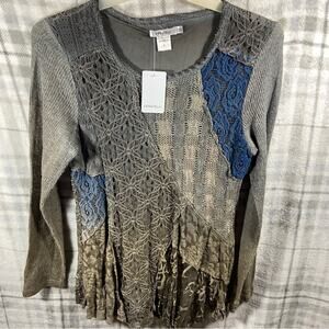 VTG NWT women top Small fairy‎ grunge patchwork crochet whimsygoth lace festival